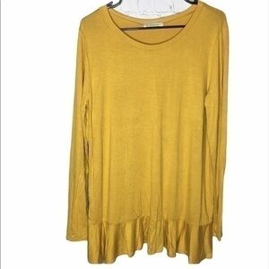 NEW VEVERET yellow long sleeve ruffle tunic top
